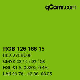 カラーコード: RGB 126 188 15 | qconv.com