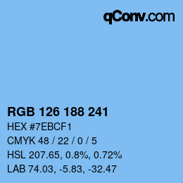 Color code: RGB 126 188 241 | qconv.com