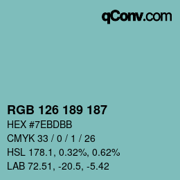 Color code: RGB 126 189 187 | qconv.com