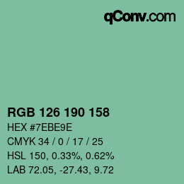 Color code: RGB 126 190 158 | qconv.com