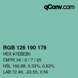 Color code: RGB 126 190 176 | qconv.com