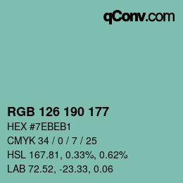 Color code: RGB 126 190 177 | qconv.com