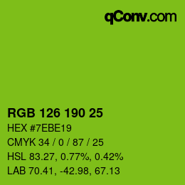 颜色代码: RGB 126 190 25 | qconv.com