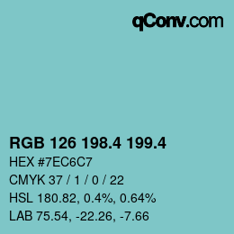 カラーコード: RGB 126 198.4 199.4 | qconv.com