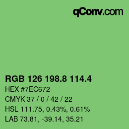 カラーコード: RGB 126 198.8 114.4 | qconv.com
