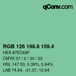 カラーコード: RGB 126 198.8 159.4 | qconv.com