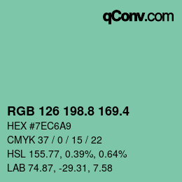 カラーコード: RGB 126 198.8 169.4 | qconv.com