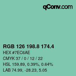 カラーコード: RGB 126 198.8 174.4 | qconv.com