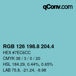 カラーコード: RGB 126 198.8 204.4 | qconv.com
