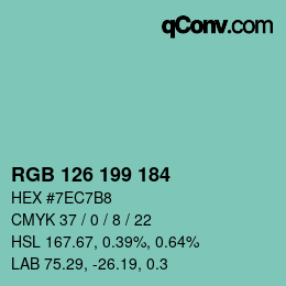 Color code: RGB 126 199 184 | qconv.com