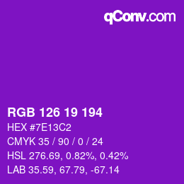 Color code: RGB 126 19 194 | qconv.com