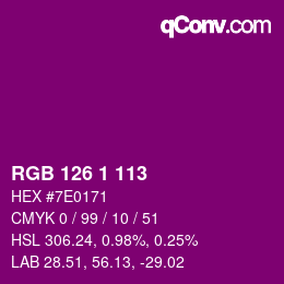 Color code: RGB 126 1 113 | qconv.com