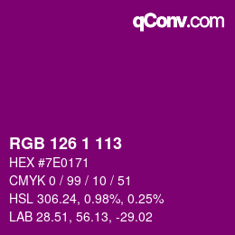 Color code: RGB 126 1 113 | qconv.com