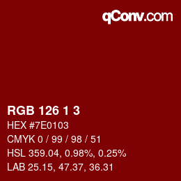 Color code: RGB 126 1 3 | qconv.com
