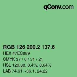 カラーコード: RGB 126 200.2 137.6 | qconv.com