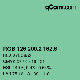 カラーコード: RGB 126 200.2 162.6 | qconv.com