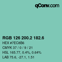 カラーコード: RGB 126 200.2 182.6 | qconv.com