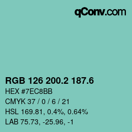 カラーコード: RGB 126 200.2 187.6 | qconv.com