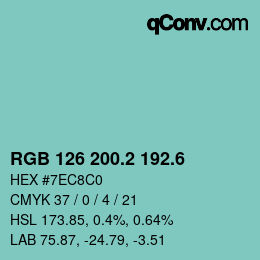 カラーコード: RGB 126 200.2 192.6 | qconv.com