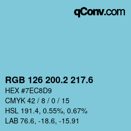 カラーコード: RGB 126 200.2 217.6 | qconv.com