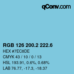カラーコード: RGB 126 200.2 222.6 | qconv.com