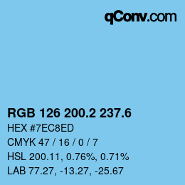 カラーコード: RGB 126 200.2 237.6 | qconv.com