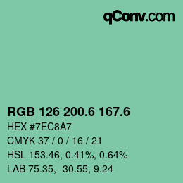 カラーコード: RGB 126 200.6 167.6 | qconv.com