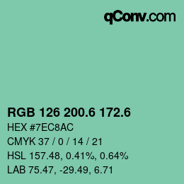 カラーコード: RGB 126 200.6 172.6 | qconv.com