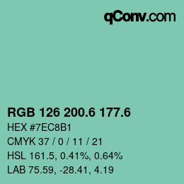 カラーコード: RGB 126 200.6 177.6 | qconv.com