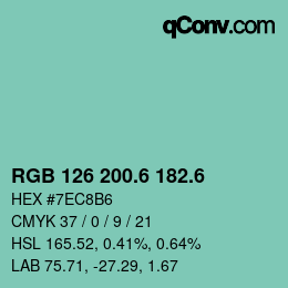 カラーコード: RGB 126 200.6 182.6 | qconv.com