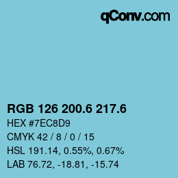 カラーコード: RGB 126 200.6 217.6 | qconv.com