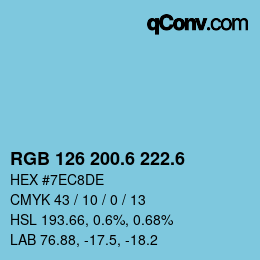 カラーコード: RGB 126 200.6 222.6 | qconv.com