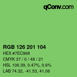 Color code: RGB 126 201 104 | qconv.com