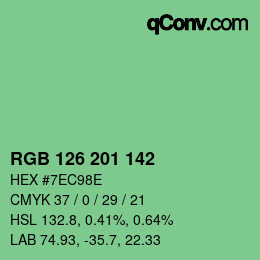 Color code: RGB 126 201 142 | qconv.com
