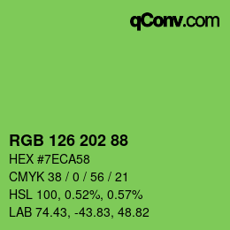 Farbcode: RGB 126 202 88 | qconv.com