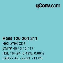 Farbcode: RGB 126 204 211 | qconv.com
