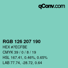 Farbcode: RGB 126 207 190 | qconv.com