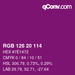 Color code: RGB 126 20 114 | qconv.com