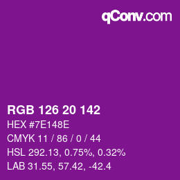 Color code: RGB 126 20 142 | qconv.com