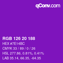 Color code: RGB 126 20 188 | qconv.com