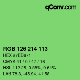 Código de color: RGB 126 214 113 | qconv.com