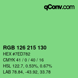 カラーコード: RGB 126 215 130 | qconv.com