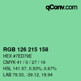 颜色代码: RGB 126 215 158 | qconv.com