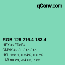 カラーコード: RGB 126 216.4 183.4 | qconv.com