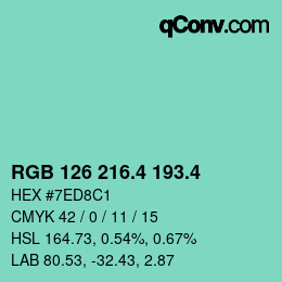 カラーコード: RGB 126 216.4 193.4 | qconv.com