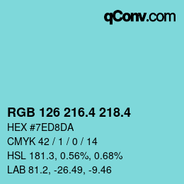 カラーコード: RGB 126 216.4 218.4 | qconv.com