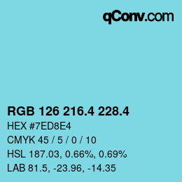 カラーコード: RGB 126 216.4 228.4 | qconv.com
