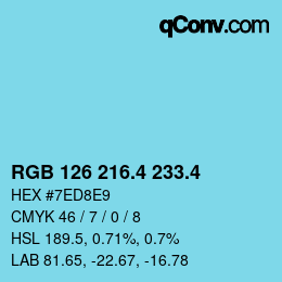 カラーコード: RGB 126 216.4 233.4 | qconv.com
