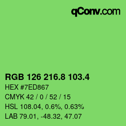 カラーコード: RGB 126 216.8 103.4 | qconv.com
