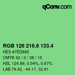 カラーコード: RGB 126 216.8 133.4 | qconv.com